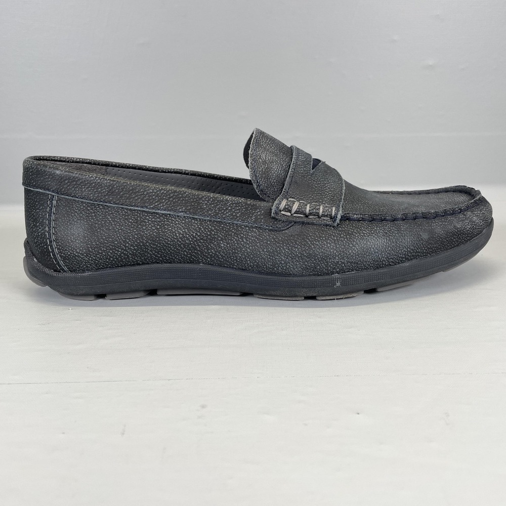 johnnie-O Penny Loafers Mens Size 10.5 Gray Leather Slip On Casual Dress Shoes